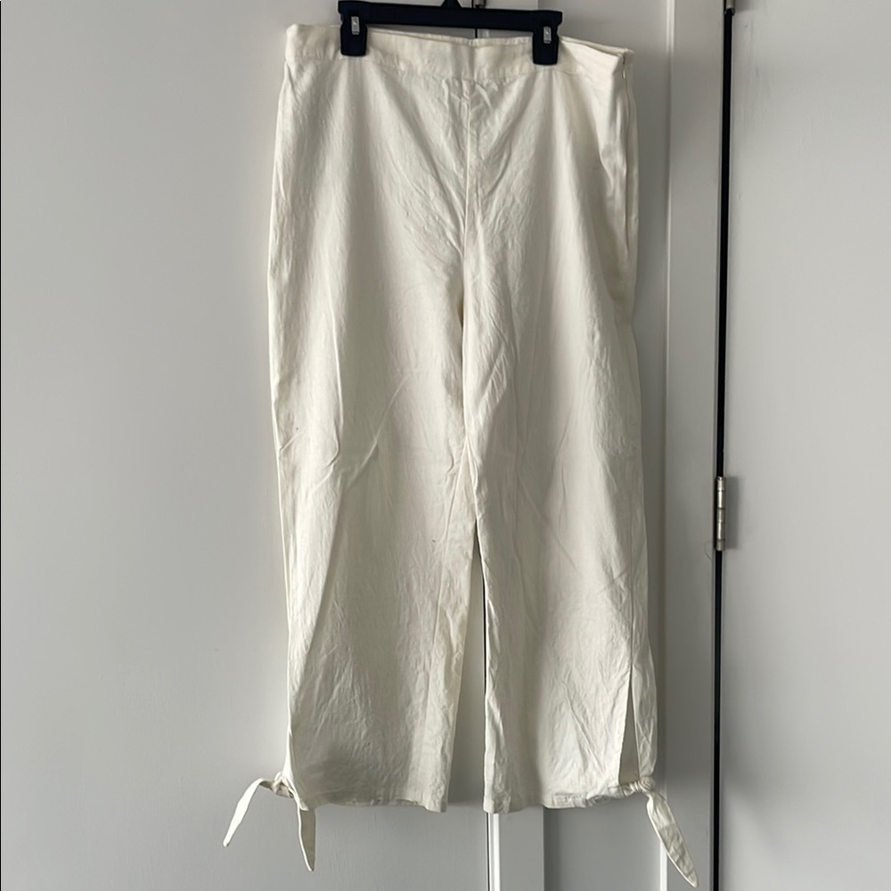 Cream Tie-Hem Pants
